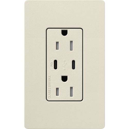 Main product image of Claro 15A USB Type A&C Duplex Receptacle, Satin Finish (Pumice), SCR-15-CCTR-PM