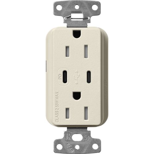 Main product image of Claro 15A USB Type A&C Duplex Receptacle, Satin Finish (Pumice), SCR-15-CCTR-PM