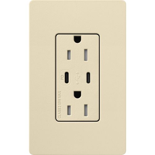 Main product image of Claro 15A USB Type A&C Duplex Receptacle, Satin Finish (Sand), SCR-15-CCTR-SD
