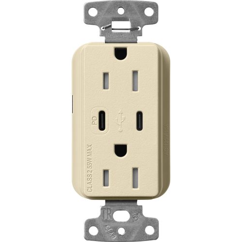 Main product image of Claro 15A USB Type A&C Duplex Receptacle, Satin Finish (Sand), SCR-15-CCTR-SD