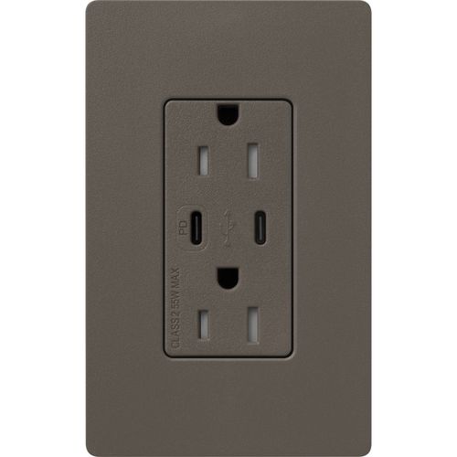 Main product image of Claro 15A USB Type A&C Duplex Receptacle, Satin Finish (Truffle), SCR-15-CCTR-TF