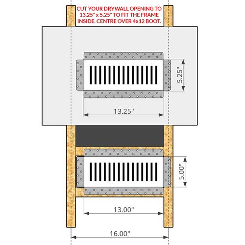 Main product image of Breezelux 412 Removable Flush Mount Wall & Ceiling Air Supply 4" x 12" (Duct Opening) Requires 5" x 13" Drywall Opening