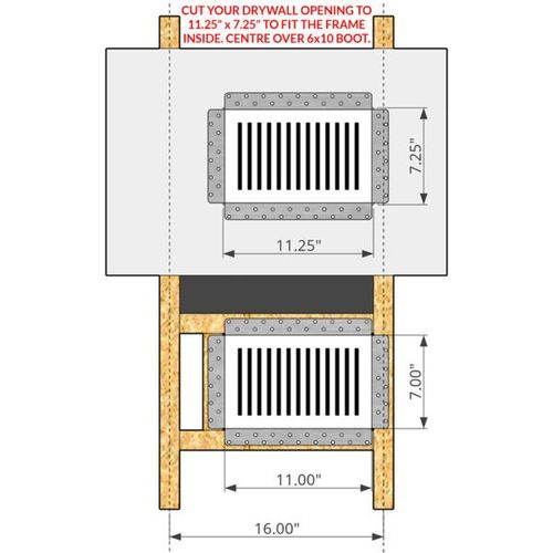 Main product image of Breezelux 610 Removable Flush Mount Wall & Ceiling Air Supply 6" x 10" (Duct Opening) Requires 7" x 11" Drywall Opening