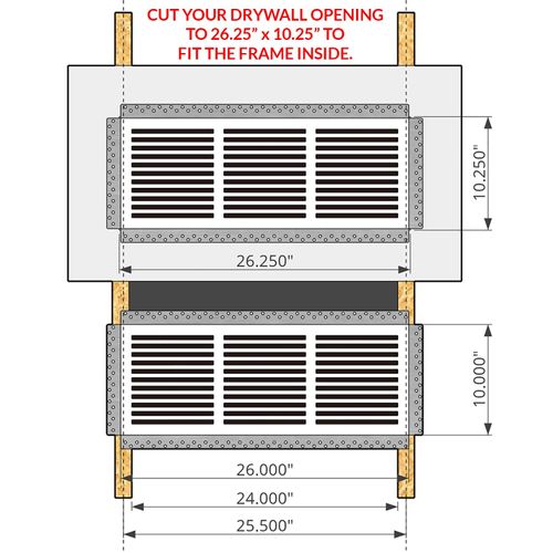 Main product image of CliqueElite 24 Removable Air Return Vent 24" x 8" (Duct Opening) Requires 26" x 10" Drywall Opening
