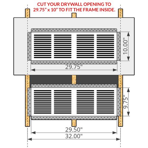 Main product image of CliqueElite 30 Removable Air Return Vent 30" x 8" (Duct Opening) Requires 29-1/2" x 9-3/4" Drywall Opening