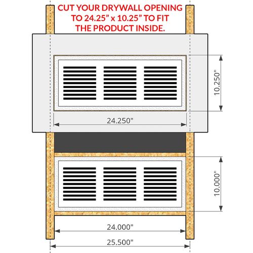 Main product image of PermaFlow 24 Permanent Return Air Vent Cover 24" x 6" or 24" x 8" Duct Opening