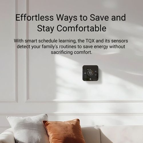Main product image of TQX Smart Thermostat w/ Matter Smart Home Connectivity & Smart Remote Sensor, Black, TQX-BL-L14