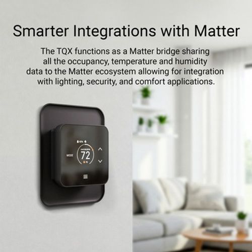 Main product image of TQX Smart Thermostat w/ Matter Smart Home Connectivity & Smart Remote Sensor, Black, TQX-BL-L14