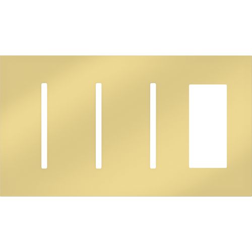 Main product image of New Architectural 4-Gang Wall Plate, Fits (3) Grafik T Controls, 1 Accessory, Metal Finish, Bright Brass