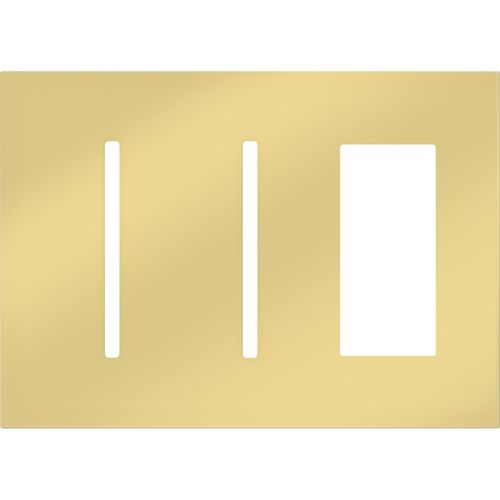 Main product image of New Architectural 3-Gang Wall Plate, Fits 2 Grafik T Controls, 1 Accessory, Metal Finish, Bright Brass