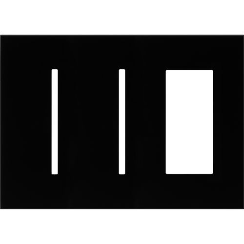 Main product image of Architectural 3-Gang Wall Plate, Fits 2 Grafik T Controls, 1 Accessory, Glass Finish, Clear Black Glass
