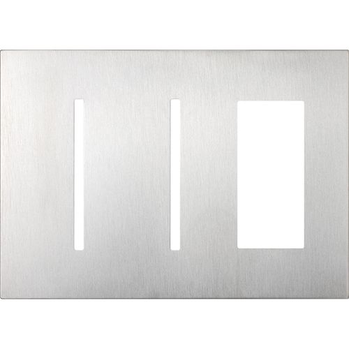 Main product image of New Architectural 3-Gang Wall Plate, Fits 2 Grafik T Controls, 1 Accessory, Metal Finish, Satin Chrome