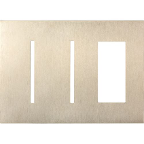 Main product image of New Architectural 3-Gang Wall Plate, Fits 2 Grafik T Controls, 1 Accessory, Metal Finish, Satin Nickel