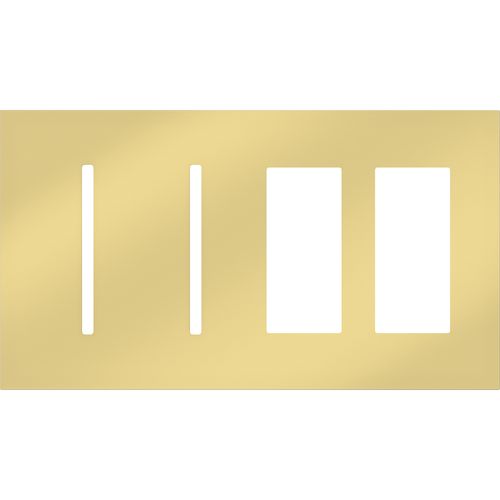 Main product image of New Architectural 4-Gang Wall Plate, Fits 2 Grafik T Controls, 2 Accessory, Metal Finish, Bright Brass