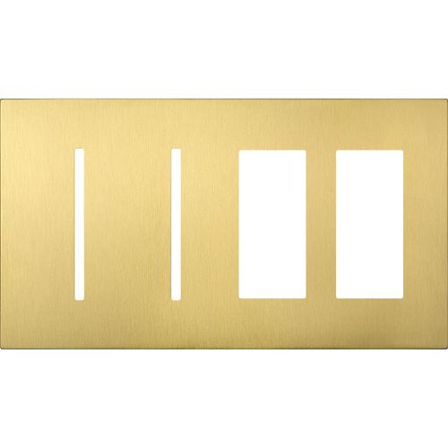 Main product image of New Architectural 4-Gang Wall Plate, Fits 2 Grafik T Controls, 2 Accessory, Metal Finish, Satin Brass
