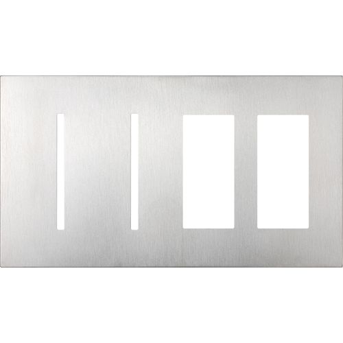 Main product image of New Architectural 4-Gang Wall Plate, Fits 2 Grafik T Controls, 2 Accessory, Metal Finish, Satin Chrome
