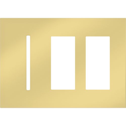 Main product image of New Architectural 3-Gang Wall Plate, Fits 1 Grafik T Control, 2 Accessory, Metal Finish, Bright Brass