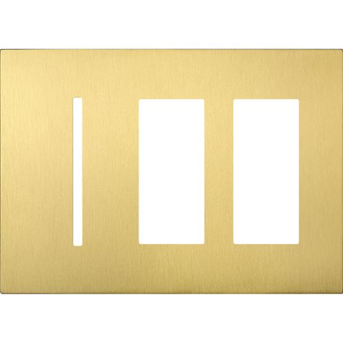 Main product image of New Architectural 3-Gang Wall Plate, Fits 1 Grafik T Control, 2 Accessory, Metal Finish, Satin Brass