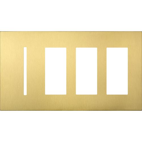Main product image of New Architectural 4-Gang Wall Plate, Fits 1 Grafik T Control, (3) Accessory, Metal Finish, Satin Brass