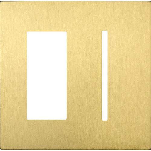 Main product image of New Architectural 2-Gang Wall Plate, Fits 1 Accessory, 1 Grafik T Controls, Metal Finish, Satin Brass