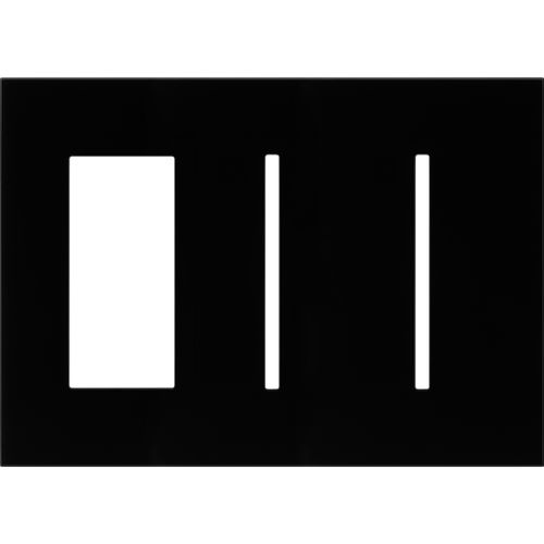 Main product image of Architectural 3-Gang Wall Plate, Fits 1 Accessory, 2 Grafik T Controls, Glass Finish, Clear Black Glass
