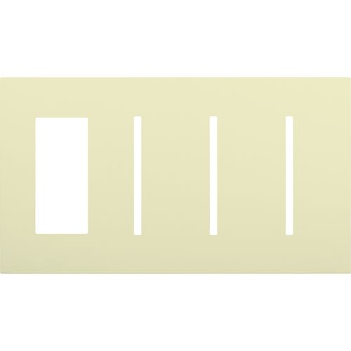 Main product image of New Architectural 4-Gang Wall Plate, Fits 1 Accessory, (3) Grafik T Controls, Matte Finish, Almond