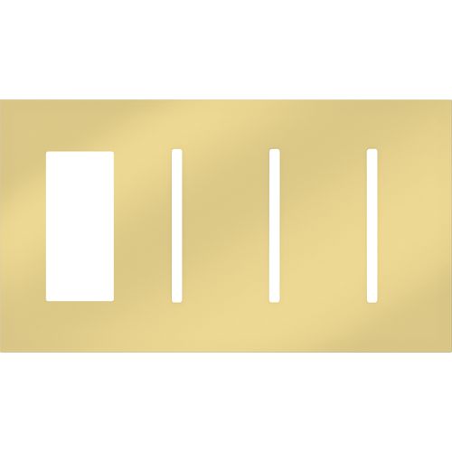 Main product image of New Architectural 4-Gang Wall Plate, Fits 1 Accessory, (3) Grafik T Controls, Metal Finish, Bright Brass