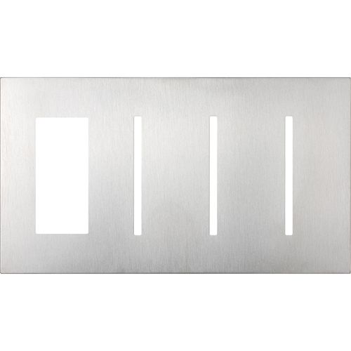 Main product image of Architectural 4-Gang Wall Plate, Fits 1 Accessory, (3) Grafik T Controls, Metal Finish, Satin Chrome