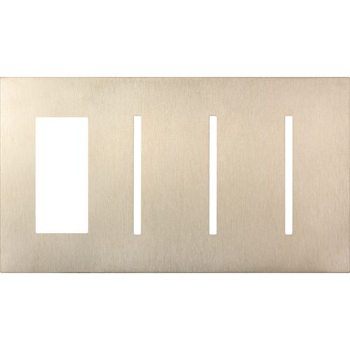 Main product image of Architectural 4-Gang Wall Plate, Fits 1 Accessory, (3) Grafik T Controls, Metal Finish, Satin Nickel