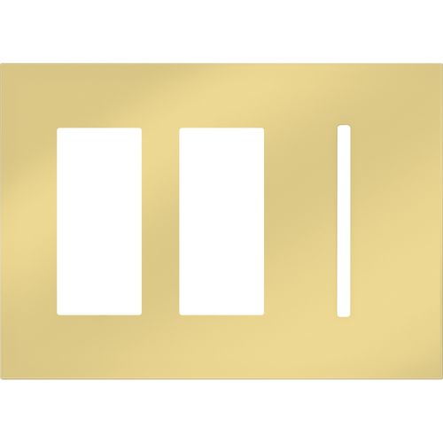 Main product image of New Architectural 3-Gang Wall Plate, Fits 2 Accessories, 1 Grafik T Control, Metal Finish, Bright Brass