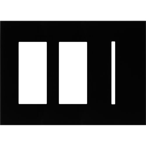 Main product image of Architectural 3-Gang Wall Plate, Fits 2 Accessories, 1 Grafik T Control, Glass Finish, Clear Black Glass