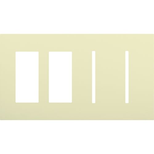 Main product image of New Architectural 4-Gang Wall Plate, Fits 2 Accessories, 2 Grafik T Controls, Matte Finish, Almond