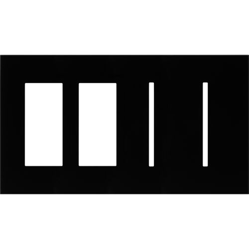 Main product image of Architectural 4-Gang Wall Plate, Fits 2 Accessories, 2 Grafik T Controls, Glass Finish, Clear Black Glass