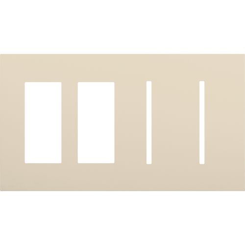 Main product image of Architectural 4-Gang Wall Plate, Fits 2 Accessories, 2 Grafik T Controls, Matte Finish, Light Almond