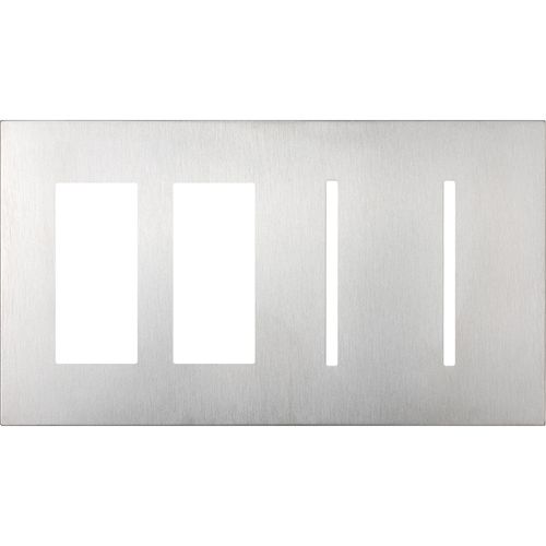 Main product image of Architectural 4-Gang Wall Plate, Fits 2 Accessories, 2 Grafik T Controls, Metal Finish, Satin Chrome