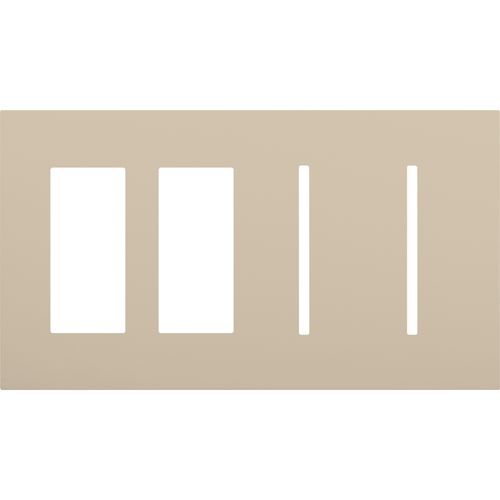 Main product image of New Architectural 4-Gang Wall Plate, Fits 2 Accessories, 2 Grafik T Controls, Matte Finish, Taupe