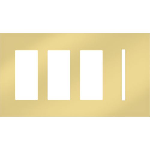 Main product image of New Architectural 4-Gang Wall Plate, Fits 2 Accessories, 2 Grafik T Control, Metal Finish, Bright Brass