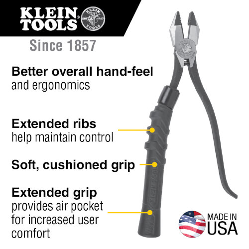 Main product image of 9" Aggressive Knurl Slim-Head Ironworker's Pliers w/ Comfort Grip