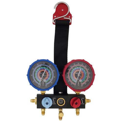 Main product image of MalcoEdge 2-Valve Multi-Gas Manifold Kit, R22/R134A/R404A/R407C