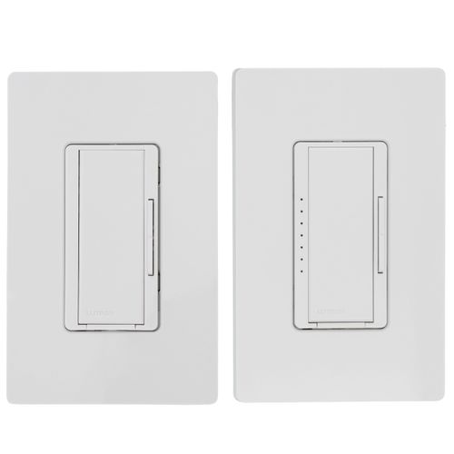 Main product image of Maestro LED+ Dimmer Switch and Companion Dimmer, 3-Way Kit, 150W LED, No Neutral Required,120V, MACL-153M-RHW-WH, White
