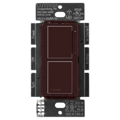 Main product image of Maestro Dual LED+ Control Dimmer & Switch, 120V, 75W, 2.5A (Brown)