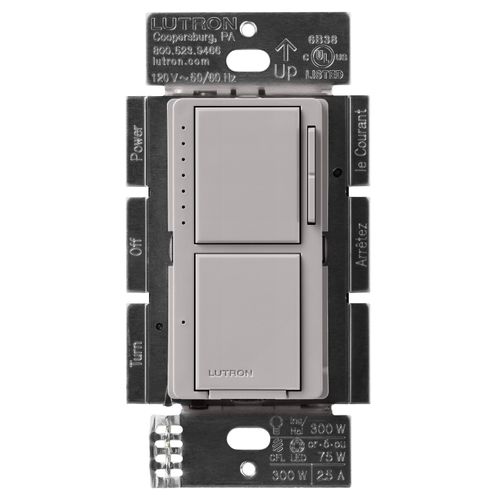 Main product image of Maestro Dual LED+ Control Dimmer & Switch, 120V, 75W, 2.5A (Gray)