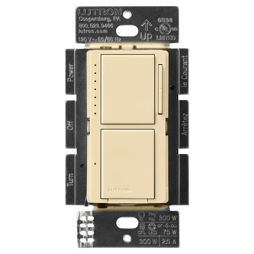 Main product image of Maestro Dual LED+ Control Dimmer & Switch, 120V, 75W, 2.5A (Ivory)