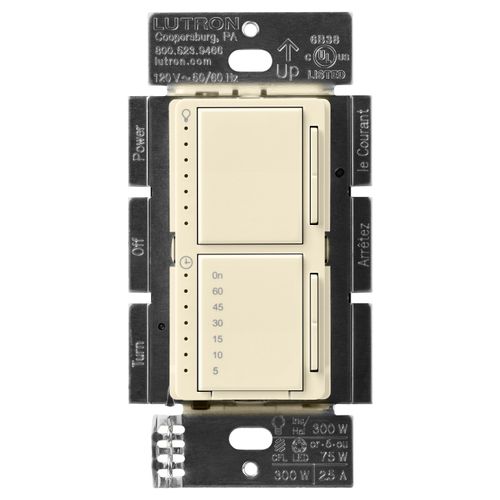 Main product image of Maestro Dual LED+ Control Dimmer & Timer 120V, 75W, 2.5A (Almond)