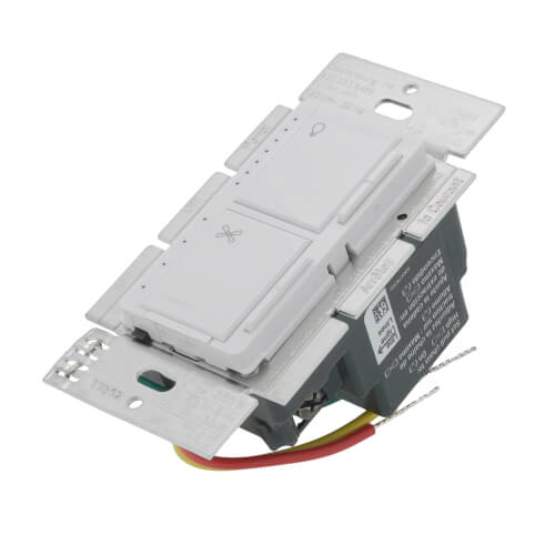 Main product image of Maestro Dual LED+ Dimmer and 4-Speed Fan Control, No Neutral Required, 1.5A Fan, 75W LED Light, 120V, Single Pole, MACL-LFQH-WH, White