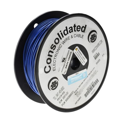 Main product image of 18 AWG, 16 Strand, 500' Length, Tinned Copper Hook Up Wire (Blue), 822-6-500