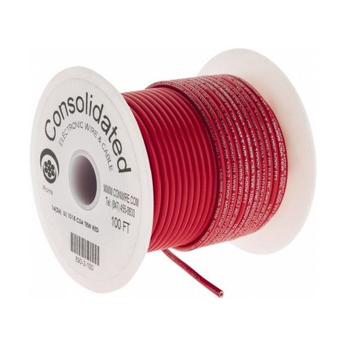 Main product image of 16 AWG, 26 Strand, 100' Length, Tinned Copper Hook Up Wire (Red), 890-2-100