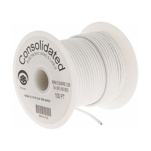 Main product image of 16 AWG, 26 Strand, 100' Length, Tinned Copper Hook Up Wire (White), 890-9-100