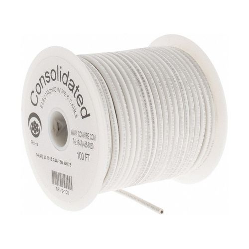 Main product image of 14 AWG, 41 Strand, 100' Length, Tinned Copper Hook Up Wire (White)