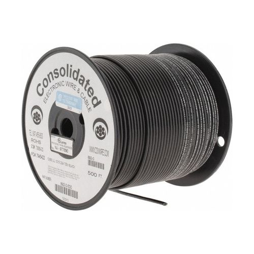 Main product image of 12 AWG, 65 Strand, 500' Length, Tinned Copper Hook Up Wire (Black)